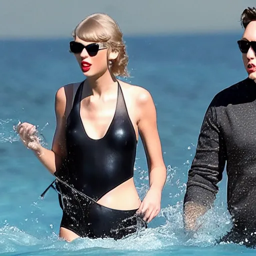 Prompt: taylor swift swim with elon musk