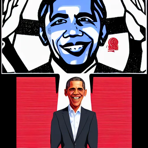 Prompt: epic vector illustration of obama, in the style of na honjaman rebeleop webtoon, by jang - sung rak ( aka dubu ), epic artwork, vector image, trending on artstation