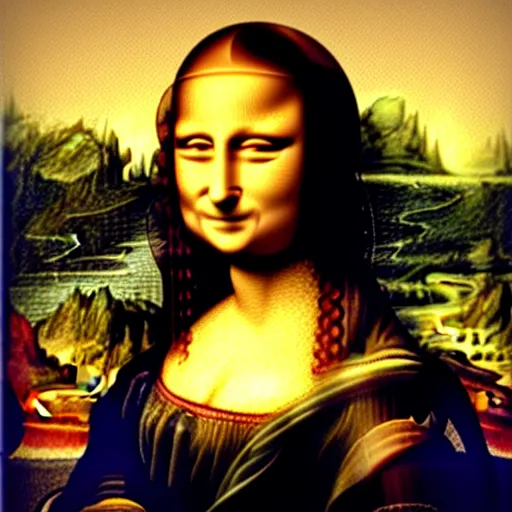 Image similar to the mona lisa but with a cats face