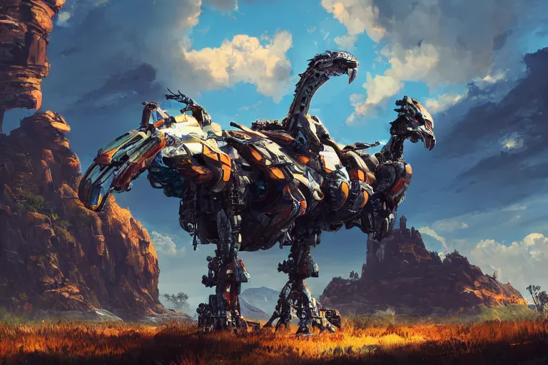 Image similar to glinthawk machine mecanical creature robot of horizon forbidden west horizon zero dawn radiating a glowing aura global illumination ray tracing hdr fanart arstation by ian pesty and alena aenami artworks in 4 k