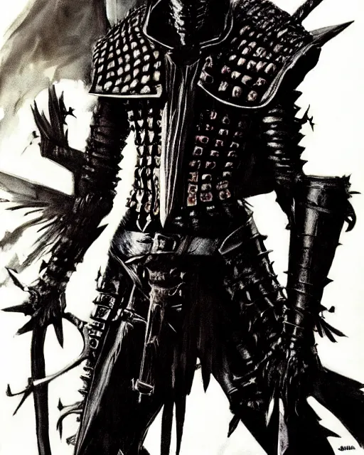 Image similar to portrait of a skinny punk goth denzel washington wearing armor by simon bisley, john blance, frank frazetta, fantasy, thief warrior