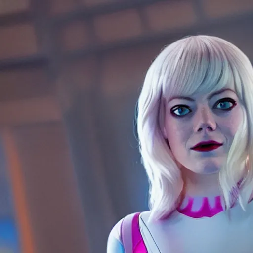 Image similar to Emma Stone as Ghost-Spider/Gwen Stacey in the Marvel Cinematic Universe, Spider-Gwen