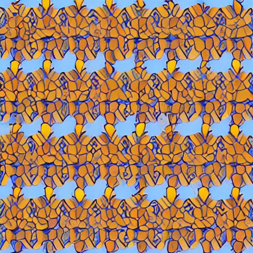 Image similar to a minimalistic seamless pattern made from interlocked bees