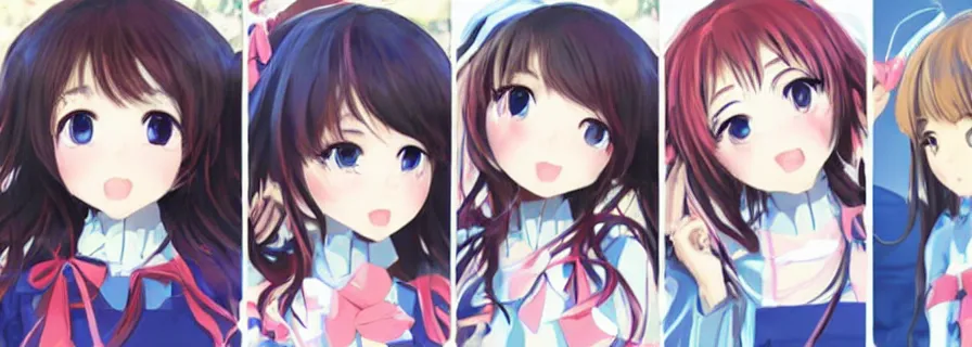 Image similar to pattern of anthropomorphic social anime girls accompanying artificial intelligence