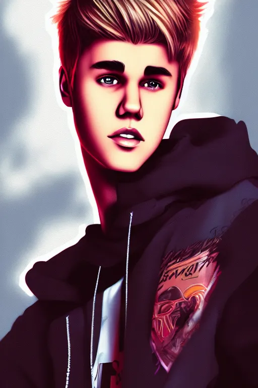 Prompt: justin bieber, manga cover art, detailed color portrait, artstation trending, 8 k, greg rutkowski