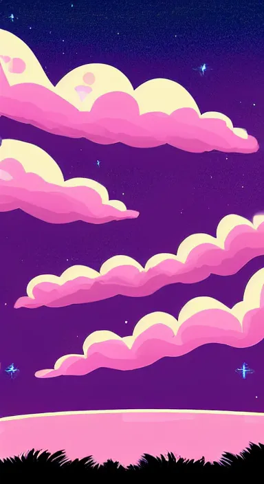 Image similar to pink clouds, under blue clouds, in space, background artwork, digital art, award winning, pixel art