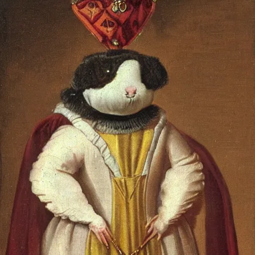 Image similar to humanoid mole rat dressed in 1 7 0 0 s royal attire, oil painting