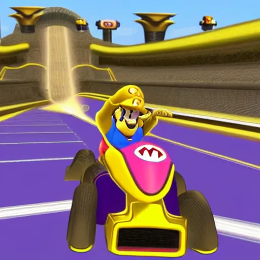 Prompt: Thanos in Mario Kart Wii