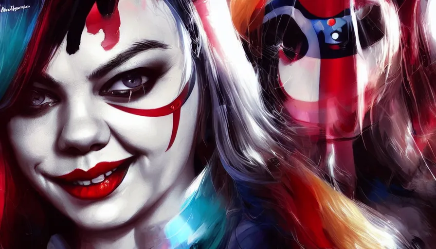 Image similar to Mila Kunis as Harley Quinn, hyperdetailed, artstation, cgsociety, 8k