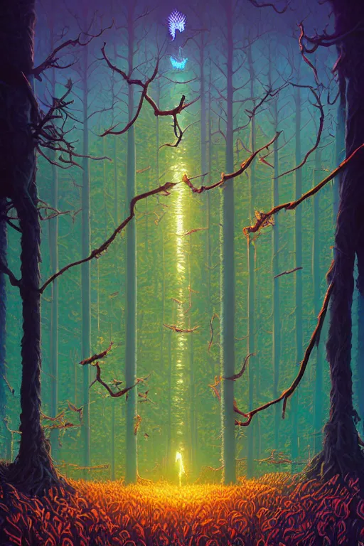 Image similar to fantasy forest. dan mumford. beeple. michael cheval. anato finnstark. naomi okubo.