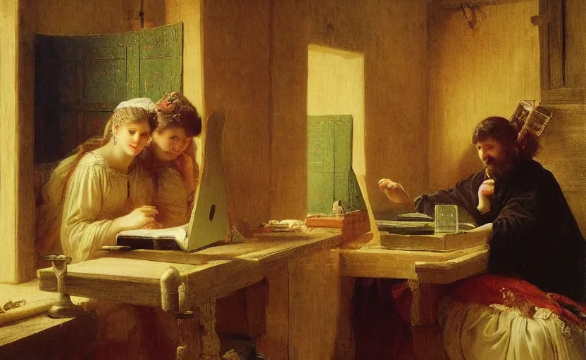 Image similar to computer on trial in medieval bavaria by pierre auguste cot and delphin enjolras and daniel f. gerhartz