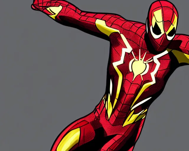 Image similar to photorealistic sketch of the mcu iron spider