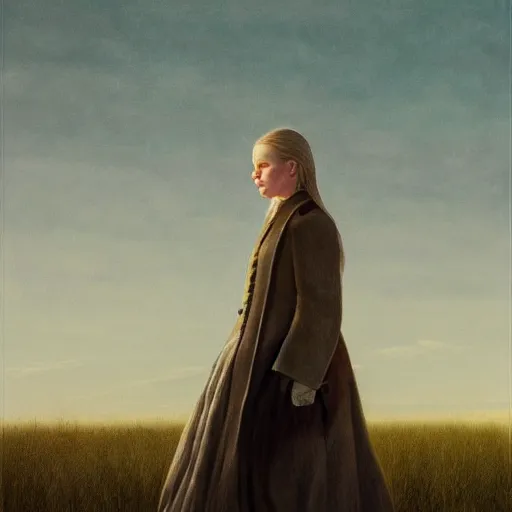 Prompt: Elle Fanning in the painted world of Westworld, head and shoulders masterpiece, apocalypse, golden hour, cosmic horror, artstation, in the style of Andrew Wyeth and Edward Hopper and Bosch, extremely detailed