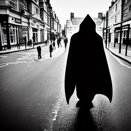 Image similar to cthulhu with a human body walks through the streets of london. sigma 85mm f/1.4