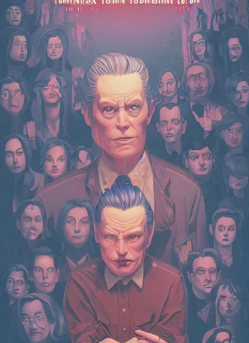 Prompt: Twin Peaks book cover movie poster artwork by Tomer Hanuka, Rendering a blue rose full of details, Michael Whelan, Patryk Hardziej, Makoto Shinkai and thomas kinkade, by Gregory Crewdson, Matte painting, trending on artstation and unreal engine