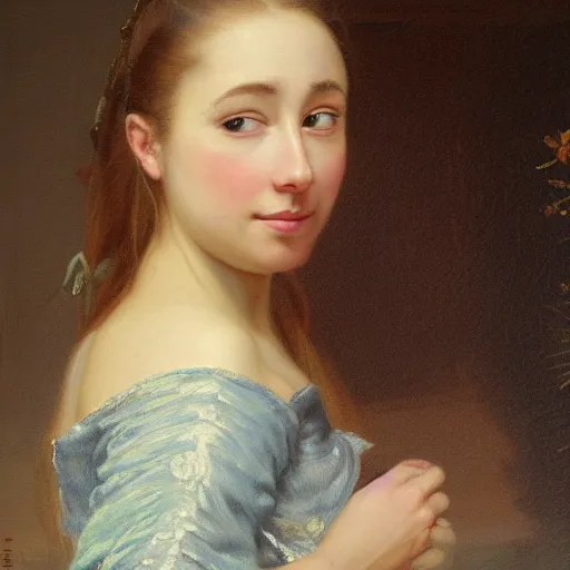 Image similar to a portrait of remy lacroix in an 1 8 5 5 painting by elisabeth jerichau - baumann. painting, oil on canvas