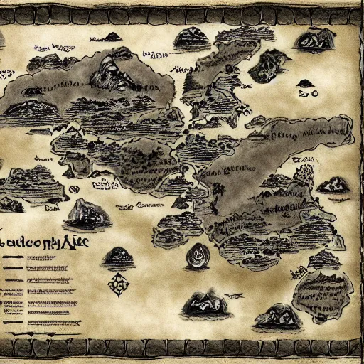 Prompt: fantasy world map, tolkien, high quality, high resolution