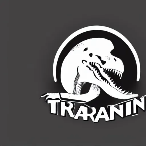 Image similar to tyrannosaurus skull logo, black and white vector, stylized