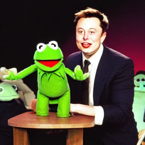 Image similar to elon musk as a muppet on the muppet show 1 9 9 0