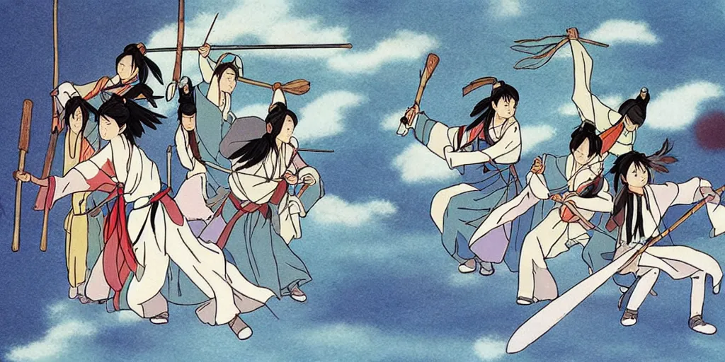 Prompt: wuxia in the style of studio ghibli