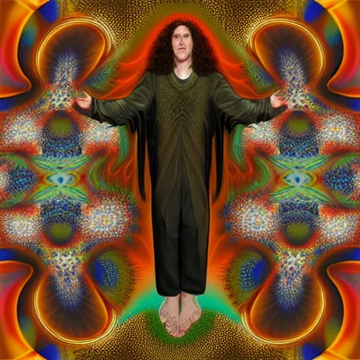 Image similar to weird al as god, infinite, fractal, painting