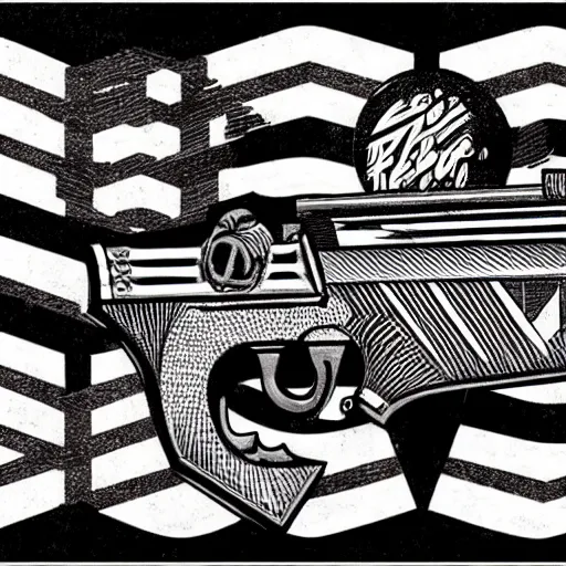 Image similar to mcbess artdeco pistol