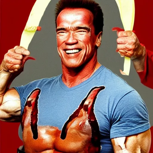 Prompt: arnold schwarzenegger as the baconator