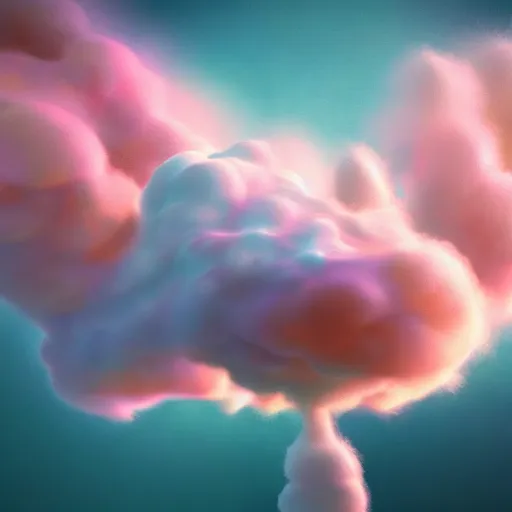 Prompt: a fluffy cloud in new style of painting combining surrealism and psychedelia with 3D octane render and unreal engine, trending on artstation, 8k