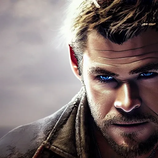 Image similar to chris hemsworth as a farcry main character, artstation hall of fame gallery, editors choice, #1 digital painting of all time, most beautiful image ever created, emotionally evocative, greatest art ever made, lifetime achievement magnum opus masterpiece, the most amazing breathtaking image with the deepest message ever painted, a thing of beauty beyond imagination or words, 4k, highly detailed, cinematic lighting