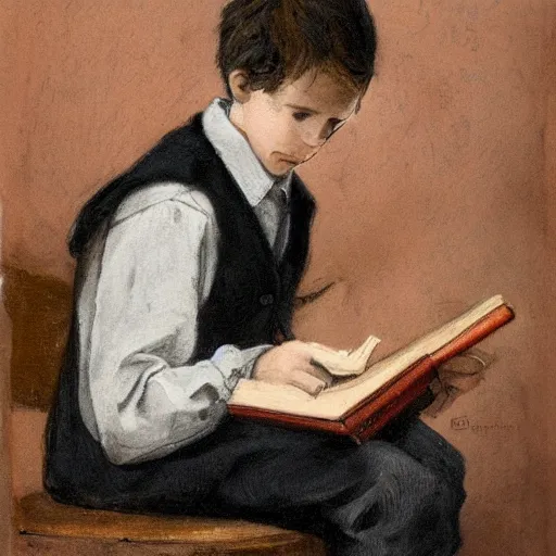 Image similar to dramatic scene of a young student smoking and reading books, very detailed face