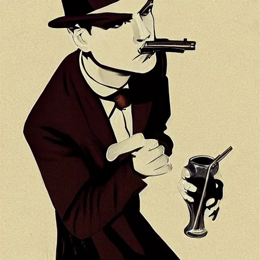 Image similar to Portrait of a 1930’s Pulp Noir Detective in the style of Phil Noto