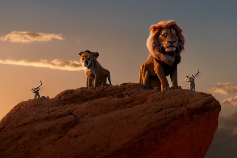 Image similar to cinematic still of Rick Sanchéz in Lion King (1994), XF IQ4, f/1.4, ISO 200, 1/160s, 8K, RAW, dramatic lighting, symmetrical balance, in-frame