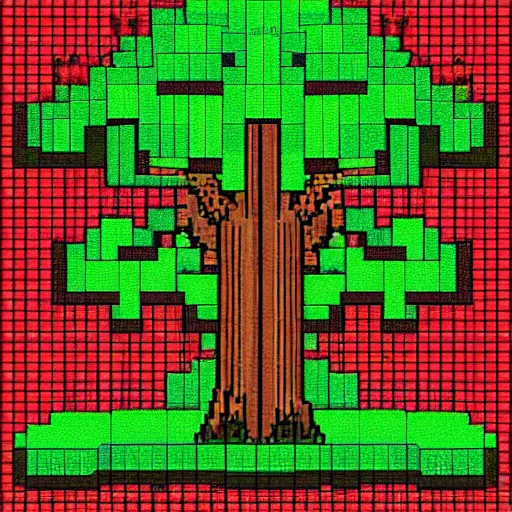 Image similar to 8 - bit pixel art redwood forest