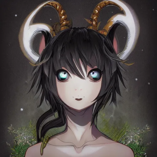 Prompt: portrait ofthe black goat of the woods with a thousand young, anime fantasy illustration by tomoyuki yamasaki, kyoto studio, madhouse, ufotable, square enix, cinematic lighting, trending on artstation