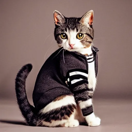 Image similar to cute cat wearing jacket