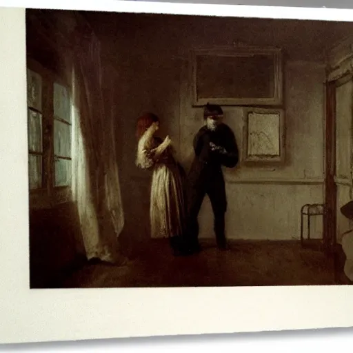 Image similar to a man and a woman solving an escape room puzzle, mysterious markings on the wall, by alfred stevens