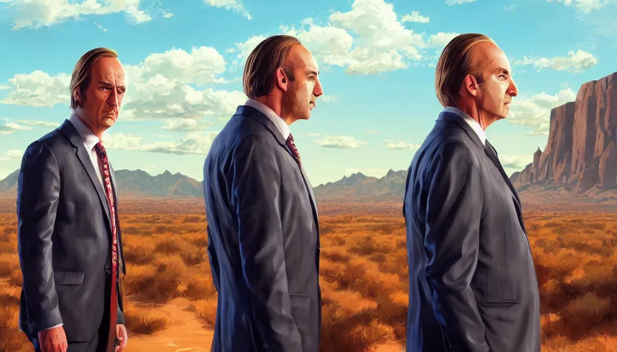 Image similar to concept art of better call saul, wallpaper, cinematic shot, oil painting by jama jurabaev, extremely detailed, brush hard, artstation, high quality, brush stroke