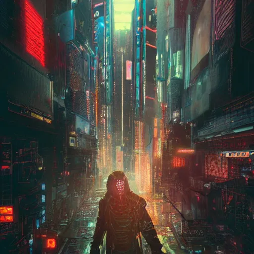 Image similar to hyperrealistic mixed media image of cyberpunk, by thomas eakes & greg rutkowski & xiang duan, perfect facial symmetry, dim volumetric lighting, 8 k octane beautifully detailed render, post - processing, extremely hyper - detailed, intricate, epic composition, lifelike attributes, cinematic lighting, masterpiece, trending on artstation, very very detailed, stunning,