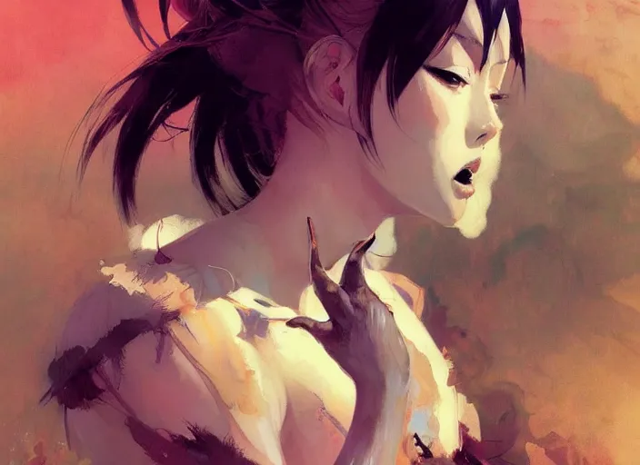 Image similar to anime girl intricate, elegant, highly detailed, vivid colors, john park, frazetta, sparth, ruan jia, jeffrey catherine jones