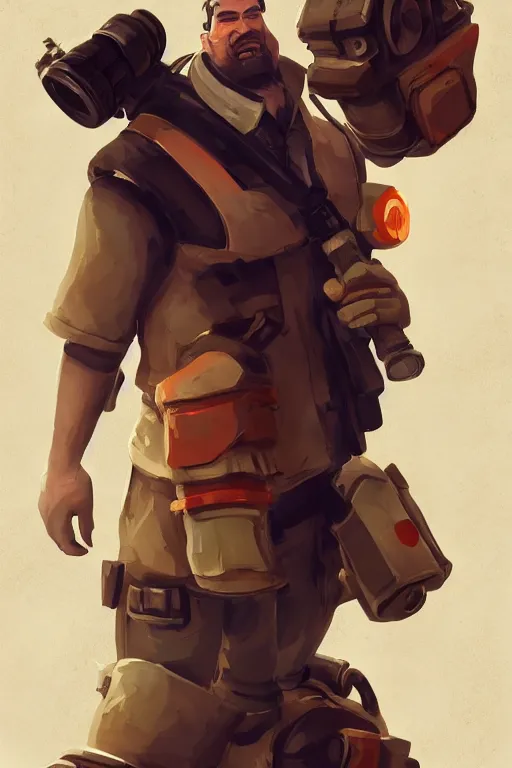 Image similar to beautiful highly detailed realistic stylized character portrait team fortress 2 engineer, detailed character art master portrait by ismail inceoglu, trending on artstation