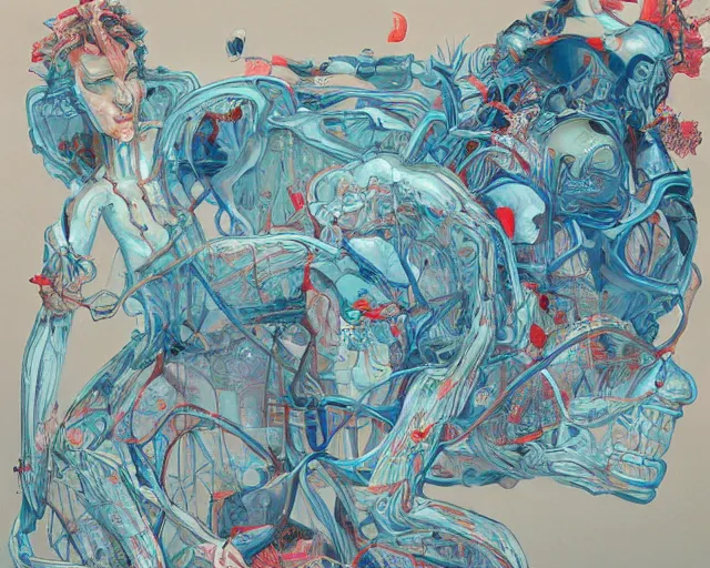 Image similar to this painting http://www.rleveille.com/uploads/8/3/1/7/8317777/682548_orig.jpg as an artwork by James Jean