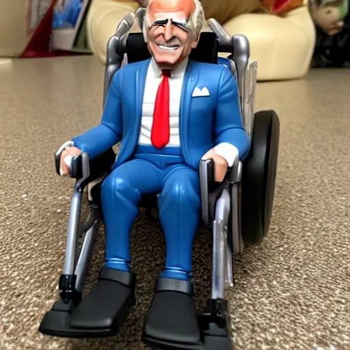 Image similar to joe biden sitting in his wheel chair, funko pop, old, funny