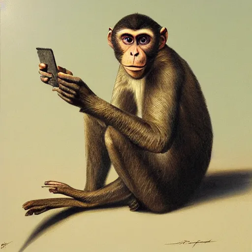 Prompt: a painting by jean - pierre arboleda of a monkey.