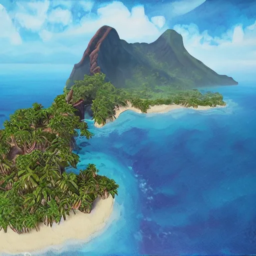 Image similar to uncharted 4 island, painting