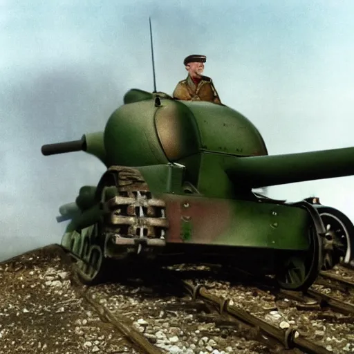 Prompt: thomas the wwii tank