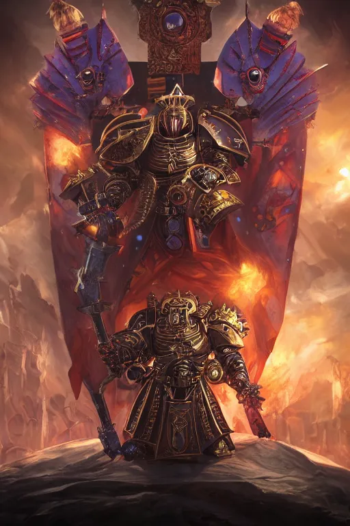 Image similar to queen portrait heros warhammer 4 0 k horus heresy fanart - the primarchs emperor by johannes helgeson animated with vfx concept artist & illustrator global illumination ray tracing hdr fanart arstation zbrush central hardmesh 8 k octane renderer comics stylized