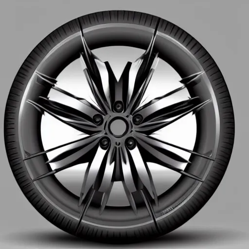 Prompt: design a new tire with rim, Roman Tikhonov, concept art