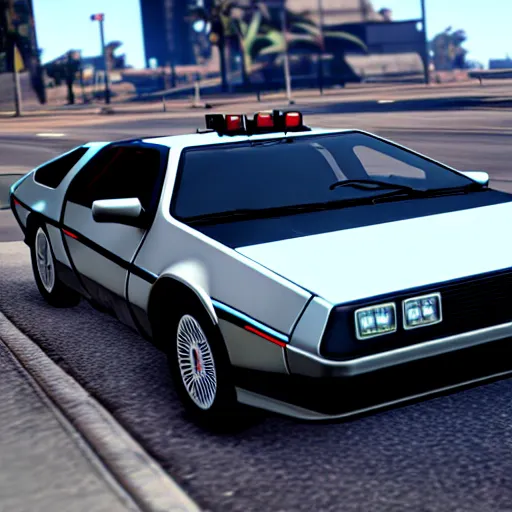 Image similar to flying dmc 1 2 delorean in grand theft auto 5