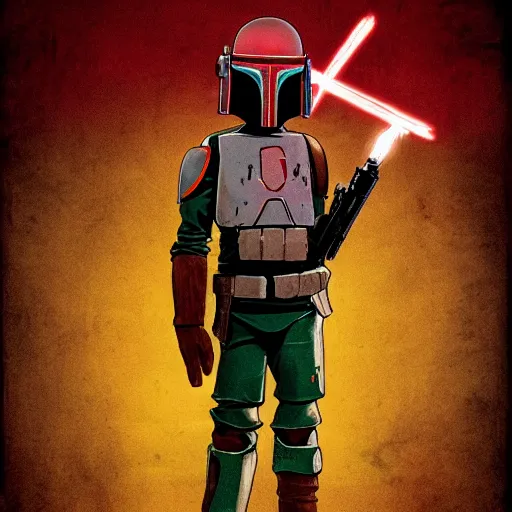 Image similar to Boba Fett as in character in Stranger Things