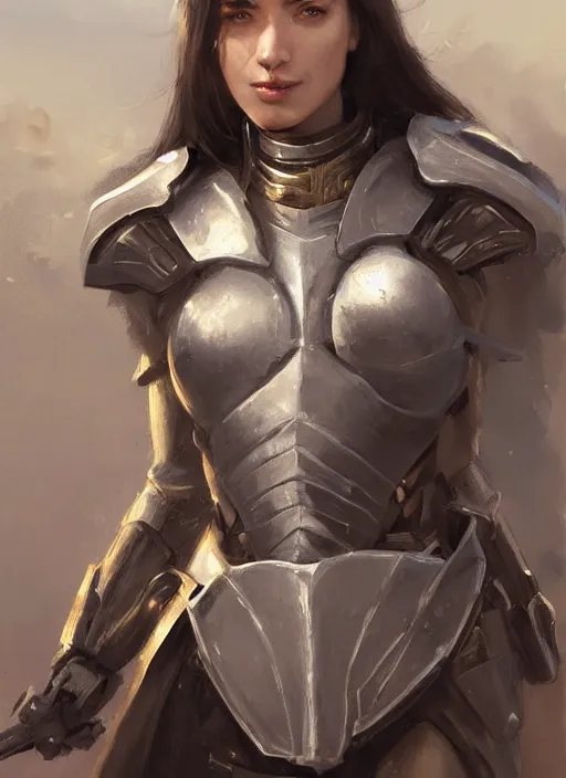 Image similar to a professional painting of a beautiful young female, clothed in military armor, olive skin, long dark hair, beautiful bone structure, symmetrical facial features, intricate, elegant, digital painting, concept art, smooth, sharp focus, illustration, from Knights of the Old Republic, by Ruan Jia and Mandy Jurgens and Artgerm and William-Adolphe Bouguerea